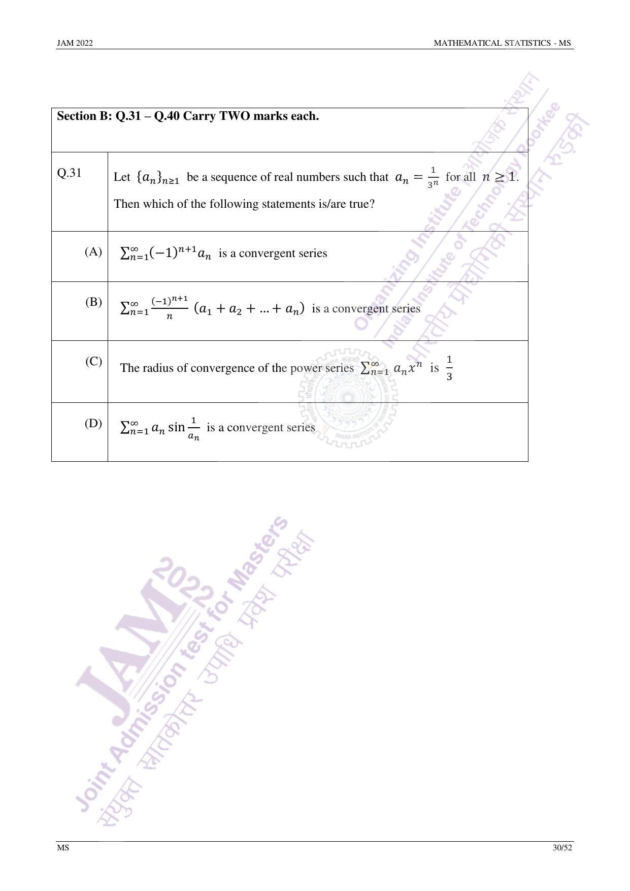 JAM 2022: MS Question Paper - Page 29