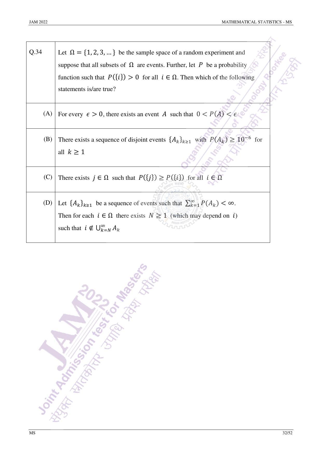 JAM 2022: MS Question Paper - Page 31
