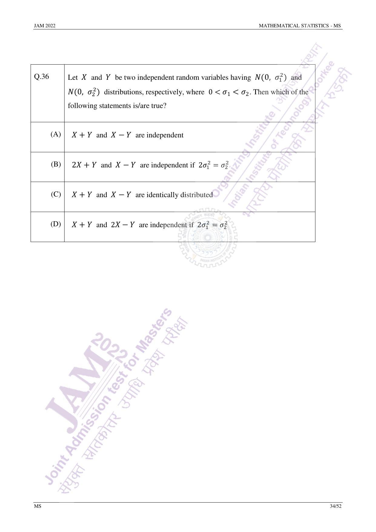 JAM 2022: MS Question Paper - Page 33