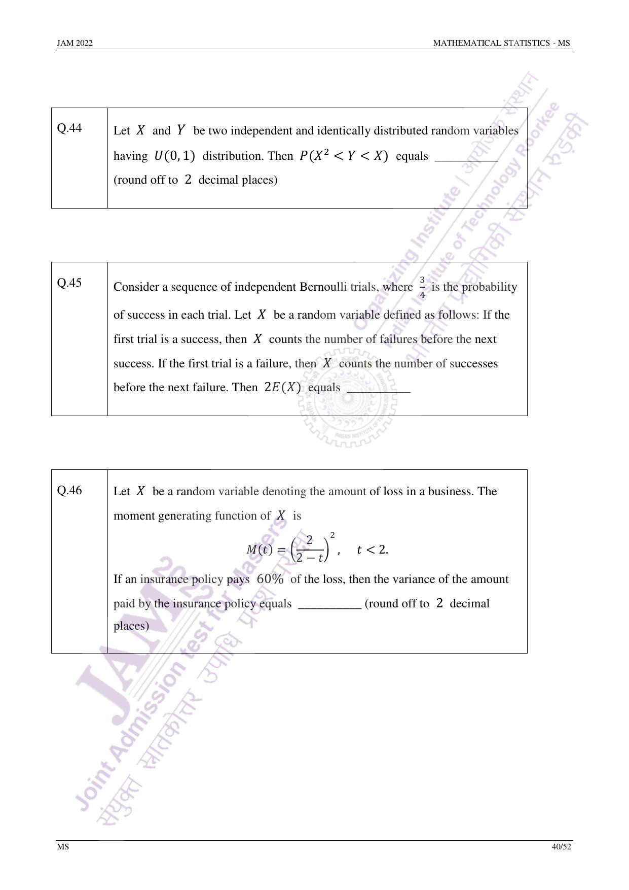JAM 2022: MS Question Paper - Page 39