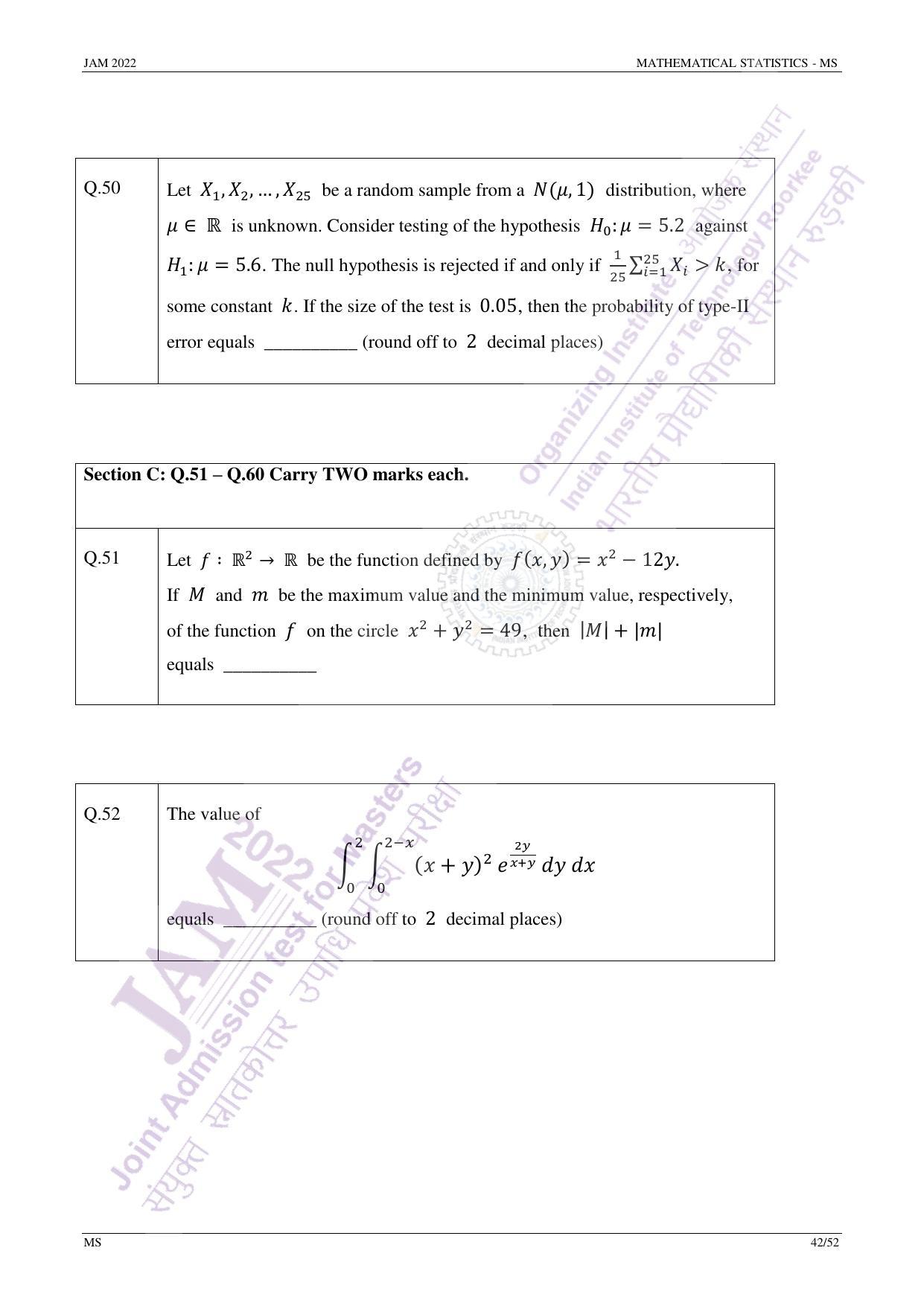 JAM 2022: MS Question Paper - Page 41