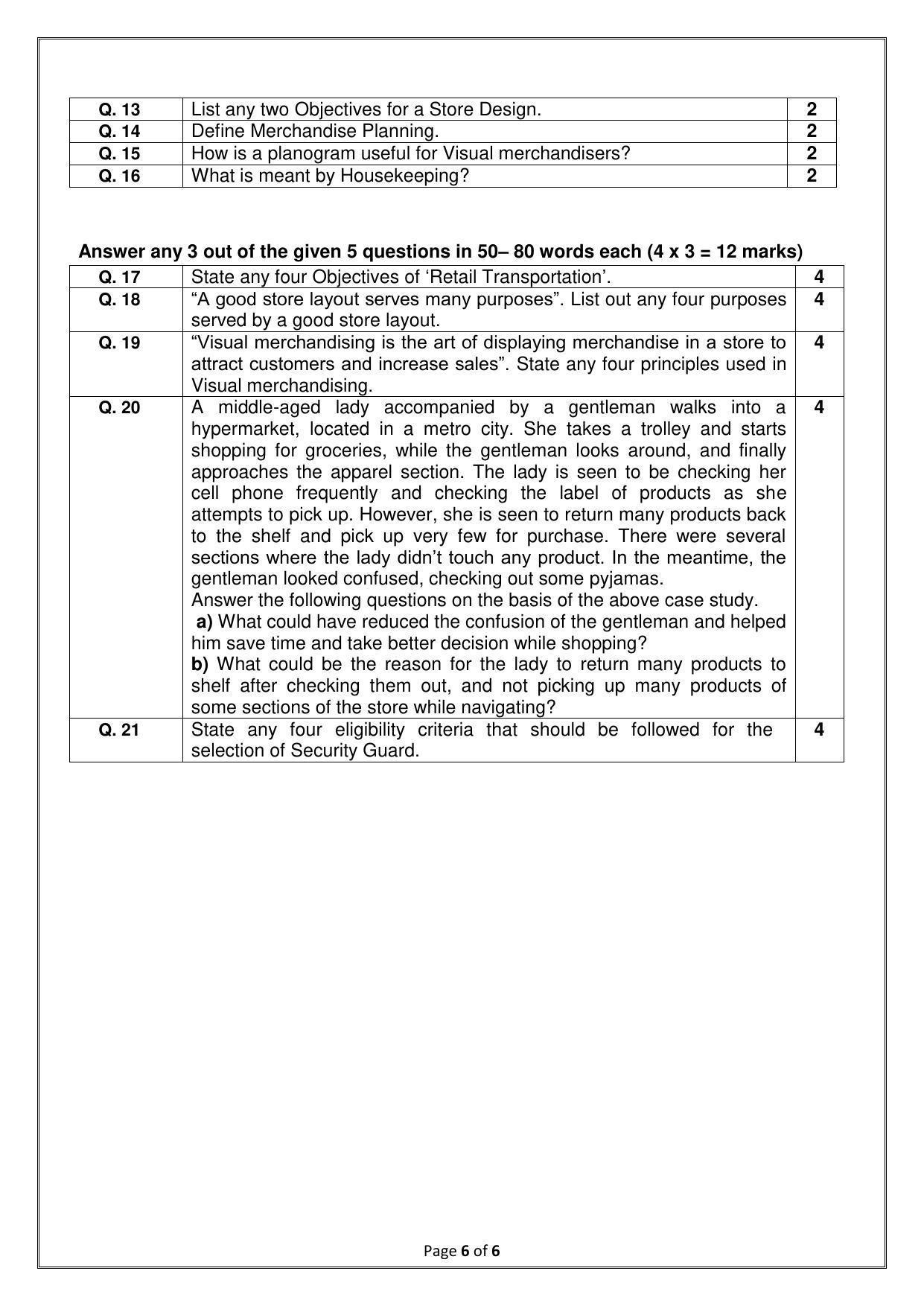 CBSE Class 10 Retail (Skill Education) Sample Papers 2023 - Page 6