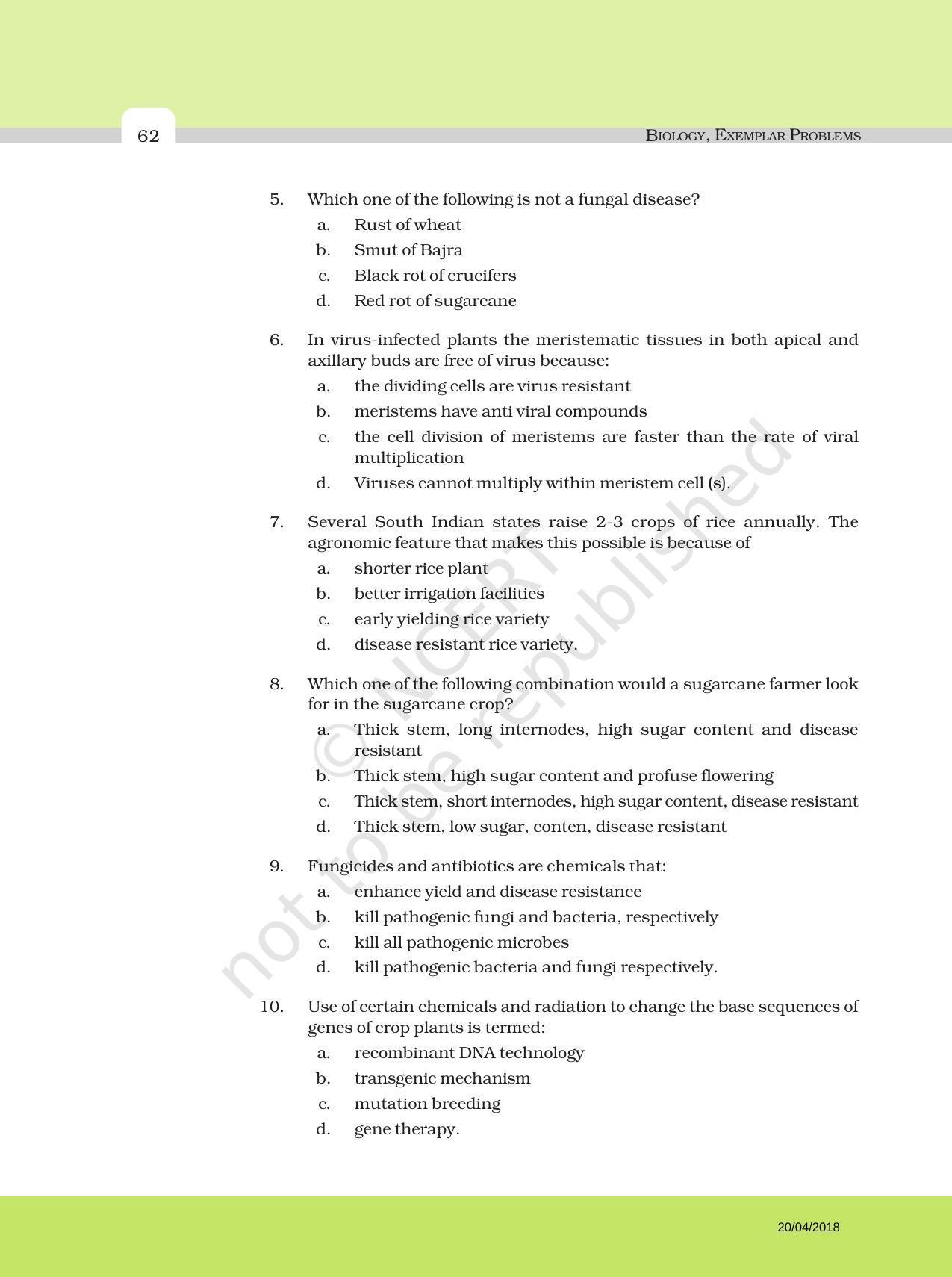 NCERT Exemplar Book for Class 12 Biology: Chapter 9 Strategies for Enhancement in Food Production - Page 2