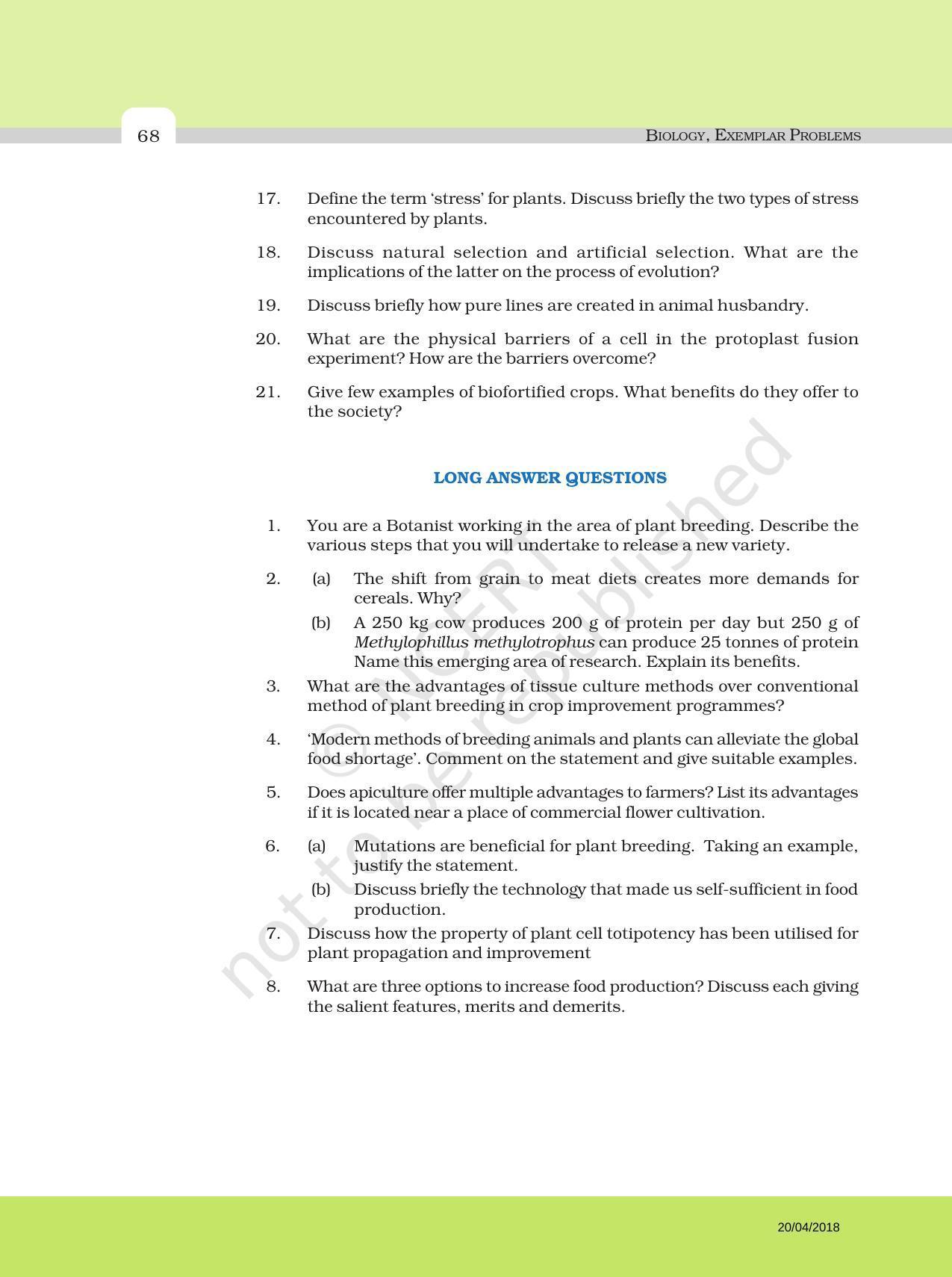 NCERT Exemplar Book for Class 12 Biology: Chapter 9 Strategies for Enhancement in Food Production - Page 8