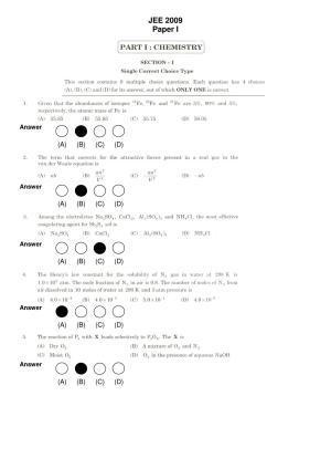 JEE 2009 Paper I Question Paper