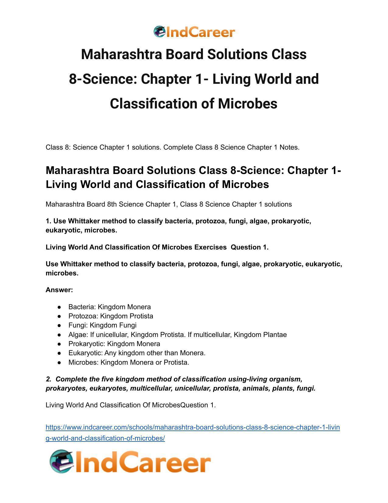Maharashtra Board Solutions Class 8-Science: Chapter 1- Living World and Classification of Microbes - Page 2