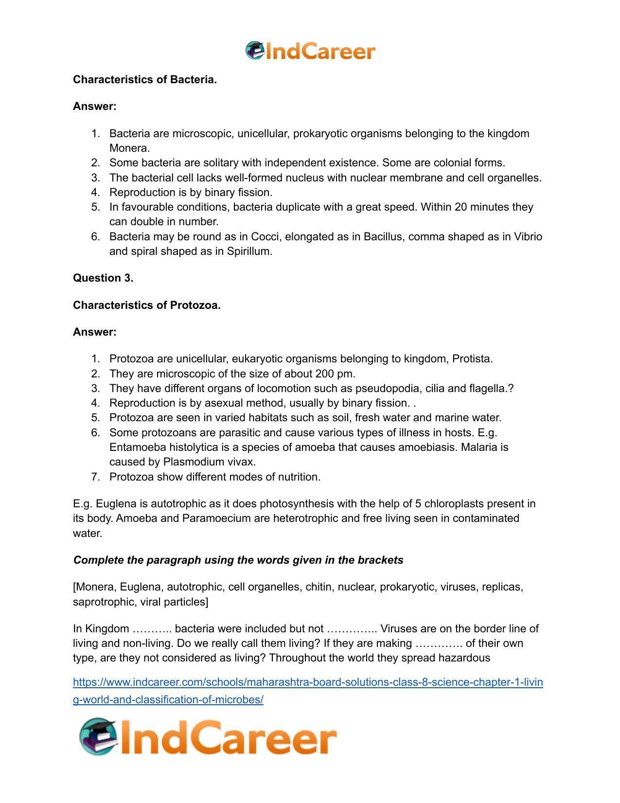 Maharashtra Board Solutions Class 8-Science: Chapter 1- Living World and Classification of Microbes - Page 18