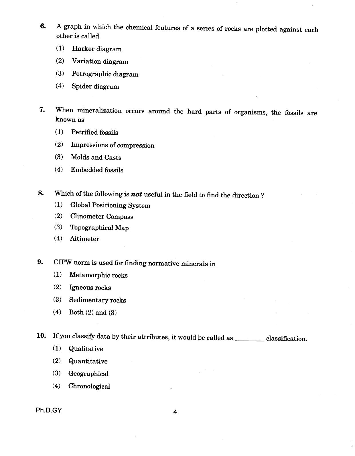 IGNOU PhD Entrance Test Ph.D (Geology) 2018 Question Paper - Page 4