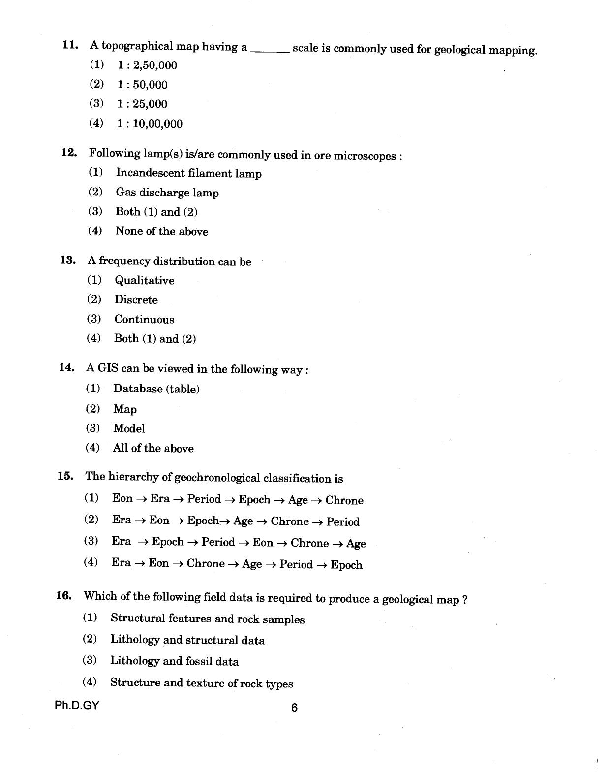 IGNOU PhD Entrance Test Ph.D (Geology) 2018 Question Paper - Page 6