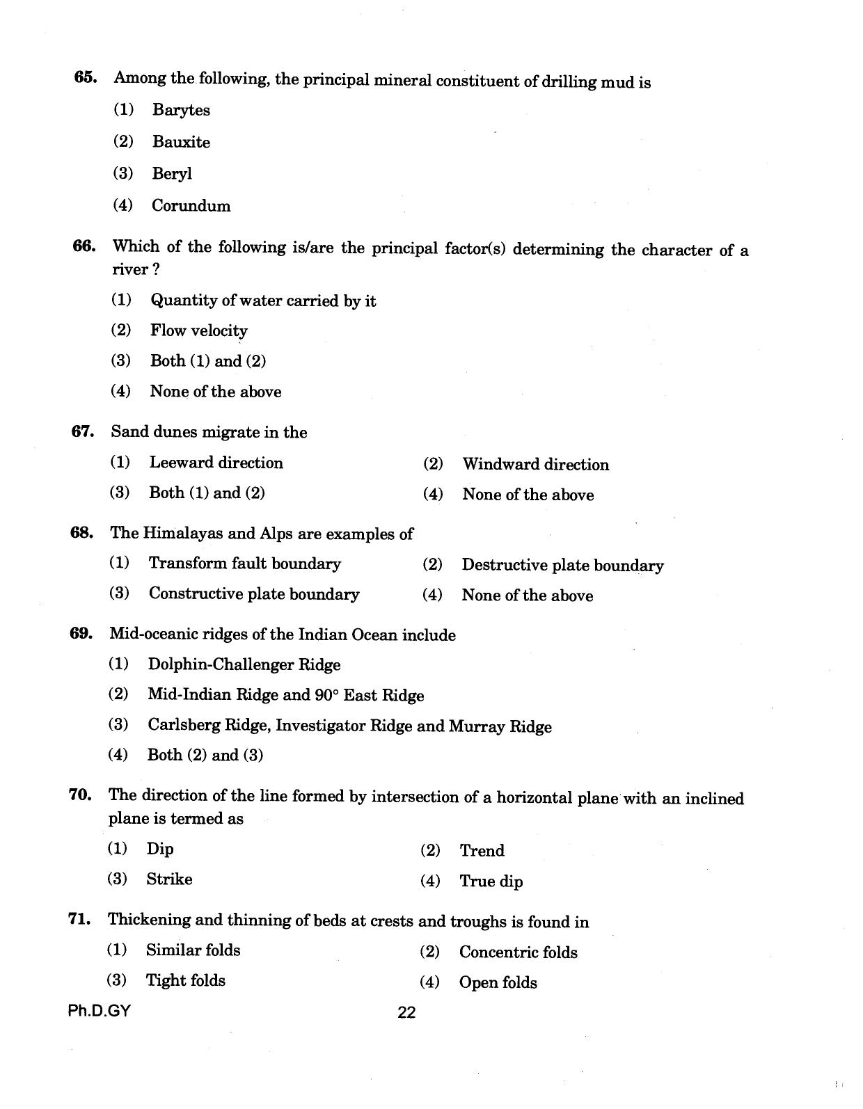 IGNOU PhD Entrance Test Ph.D (Geology) 2018 Question Paper - Page 22