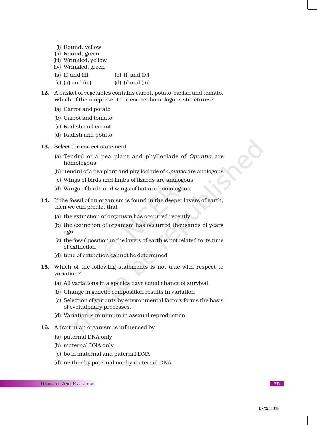 NCERT Exemplar Book for Class 10 Science: Chapter 9 Heredity and Evolution - Page 3