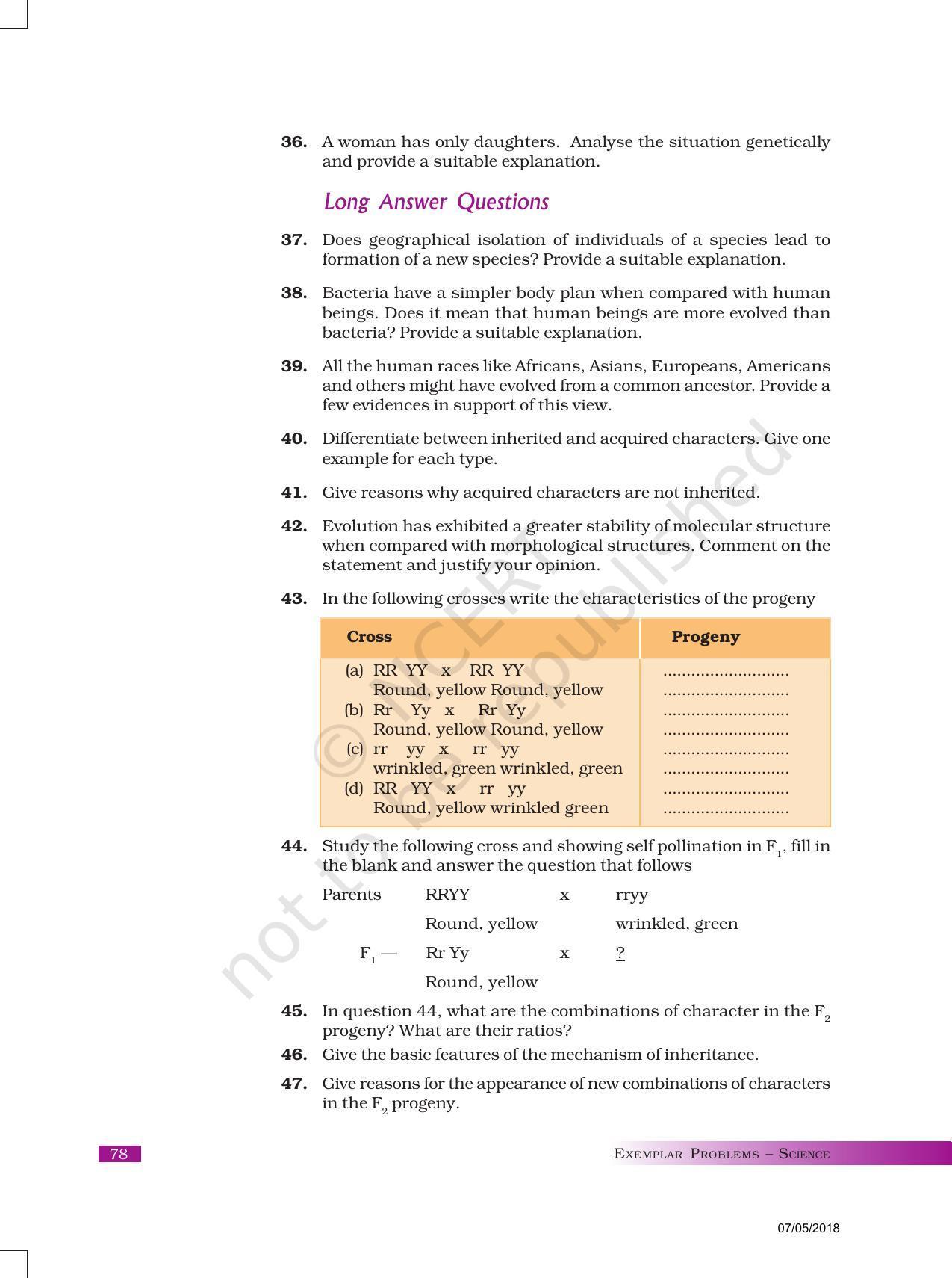 NCERT Exemplar Book for Class 10 Science: Chapter 9 Heredity and Evolution - Page 6