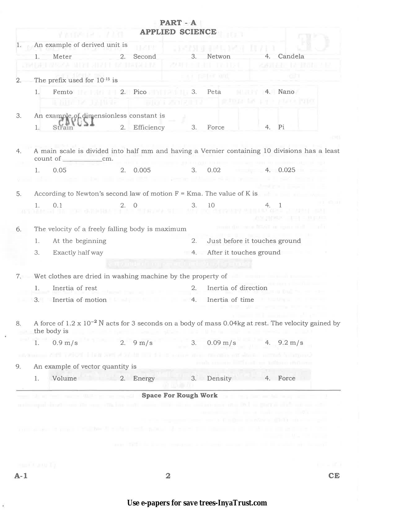 Karnataka Diploma CET- 2015 Civil Engineering Question Paper - Page 2