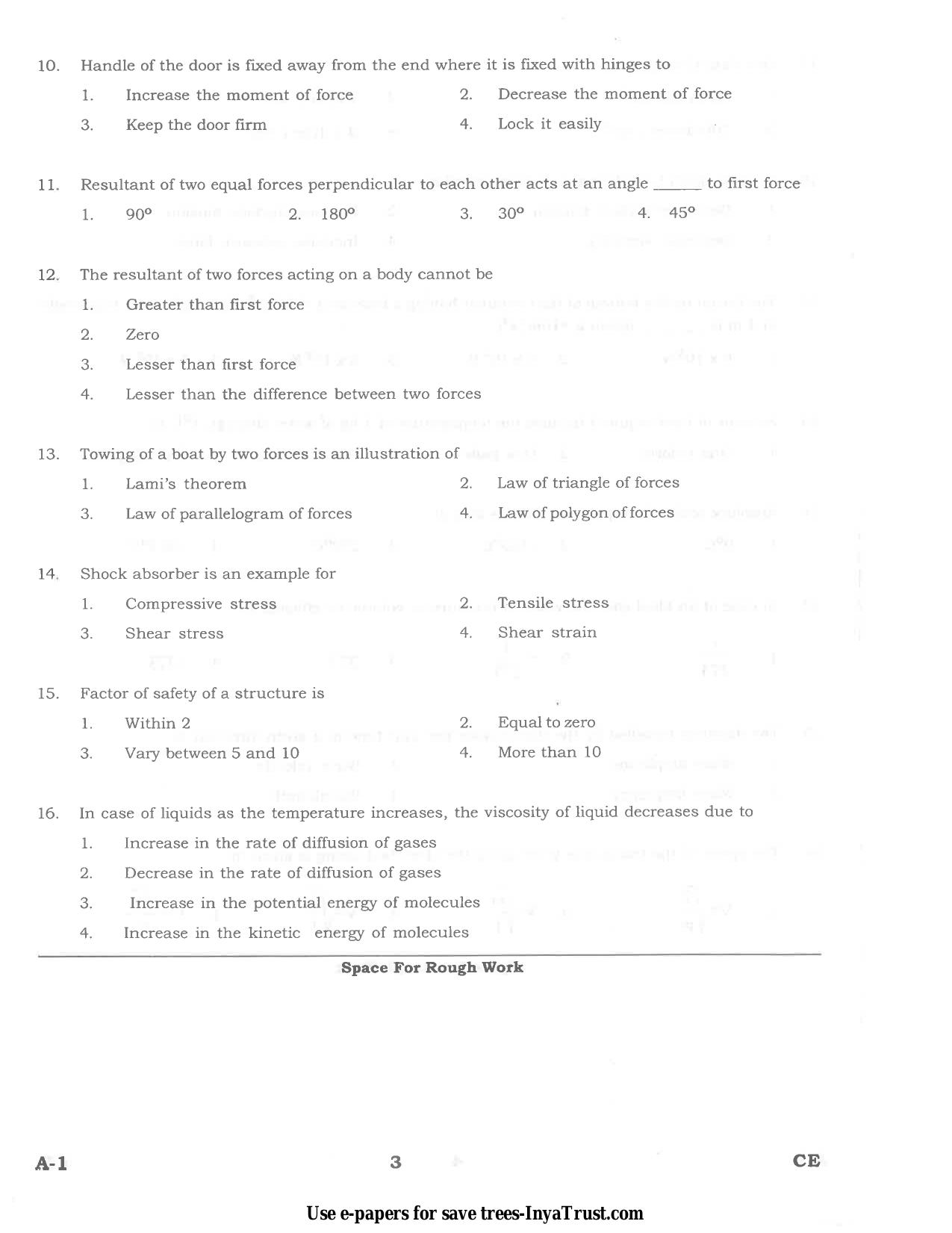 Karnataka Diploma CET- 2015 Civil Engineering Question Paper - Page 3