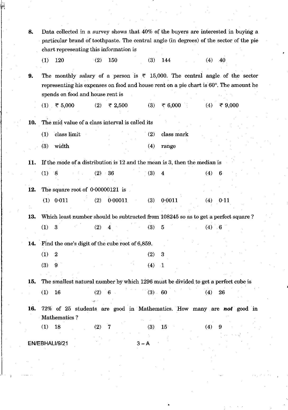 Sainik School Class 9 Question Paper 2021 in English - Page 3