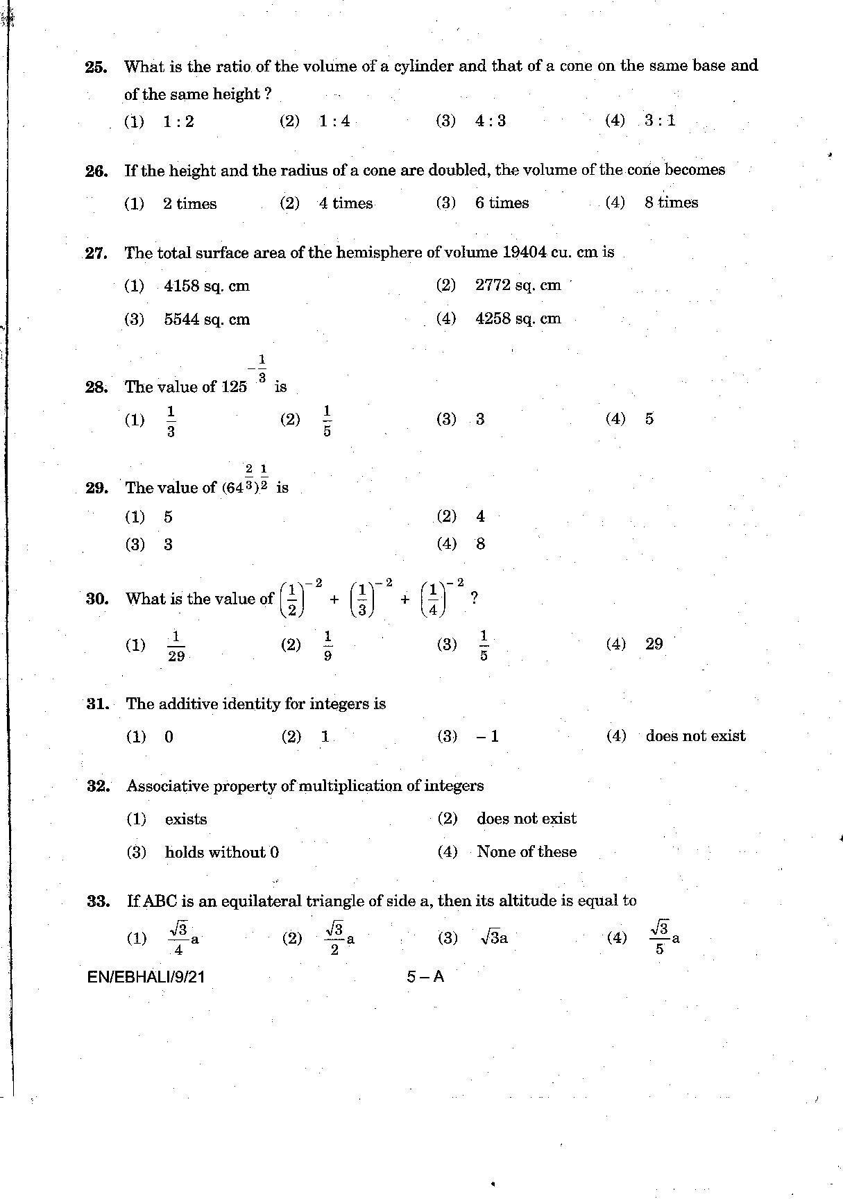 Sainik School Class 9 Question Paper 2021 in English - Page 5