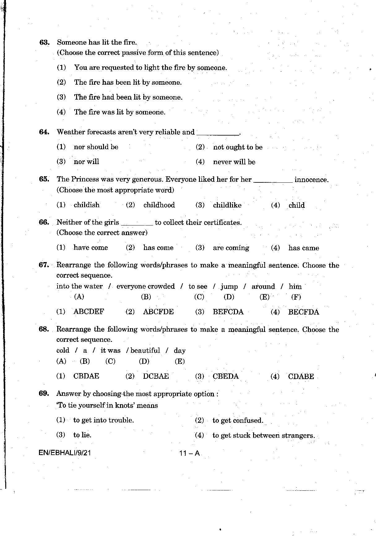 Sainik School Class 9 Question Paper 2021 in English - Page 11