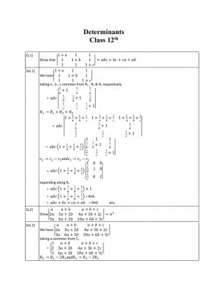 CBSE Class 12 Maths Determinants Assignment 3