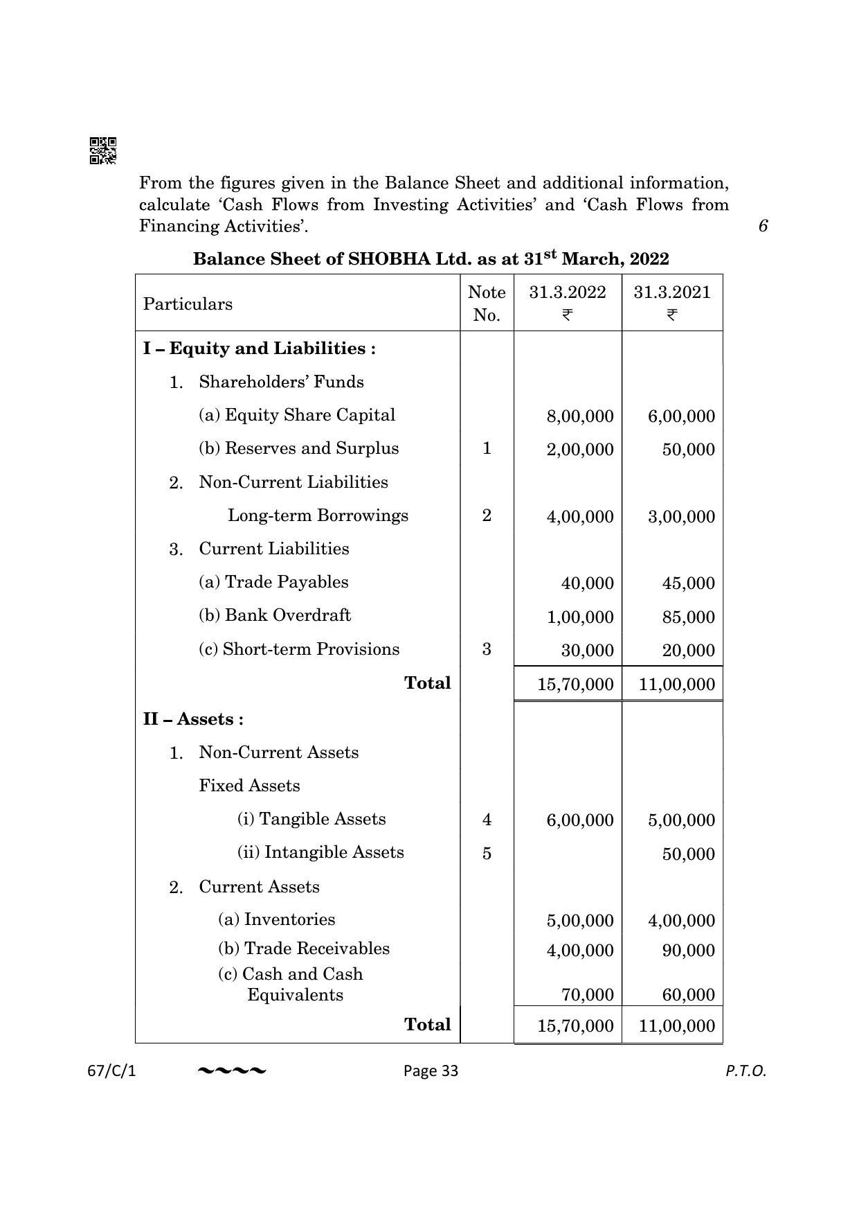 CBSE Class 12 67-1-1 Accountancy 2023 (Compartment) Question Paper - Page 33