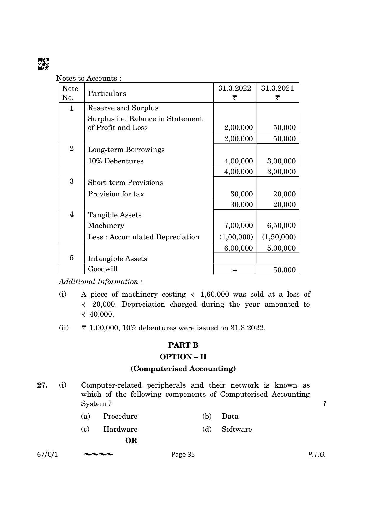 CBSE Class 12 67-1-1 Accountancy 2023 (Compartment) Question Paper - Page 35