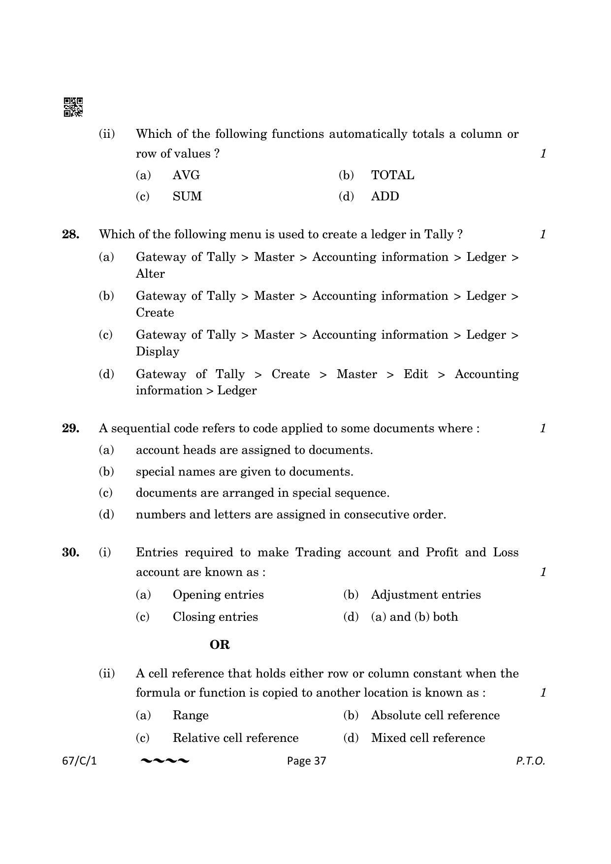 CBSE Class 12 67-1-1 Accountancy 2023 (Compartment) Question Paper - Page 37