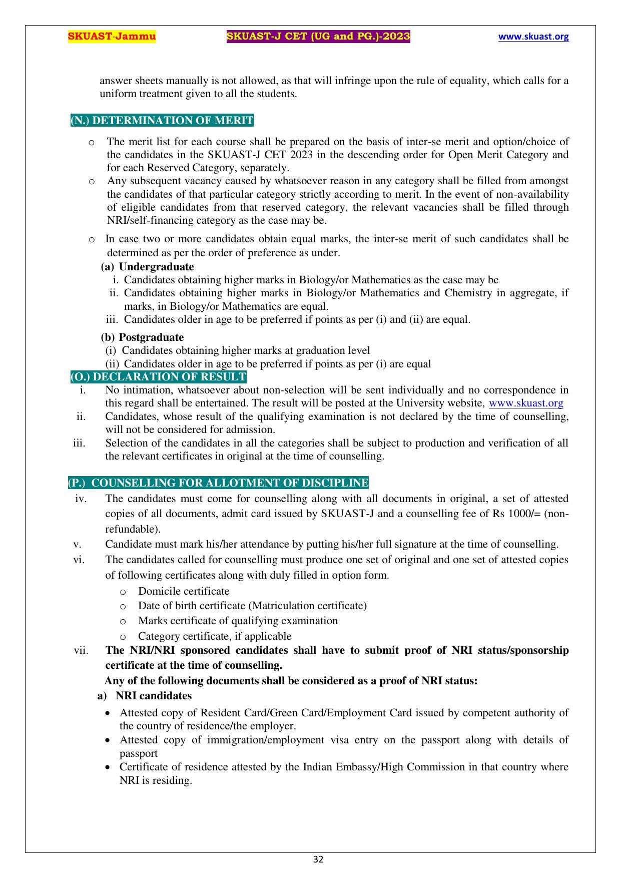 SKUAST Jammu CET Syllabus - Page 32