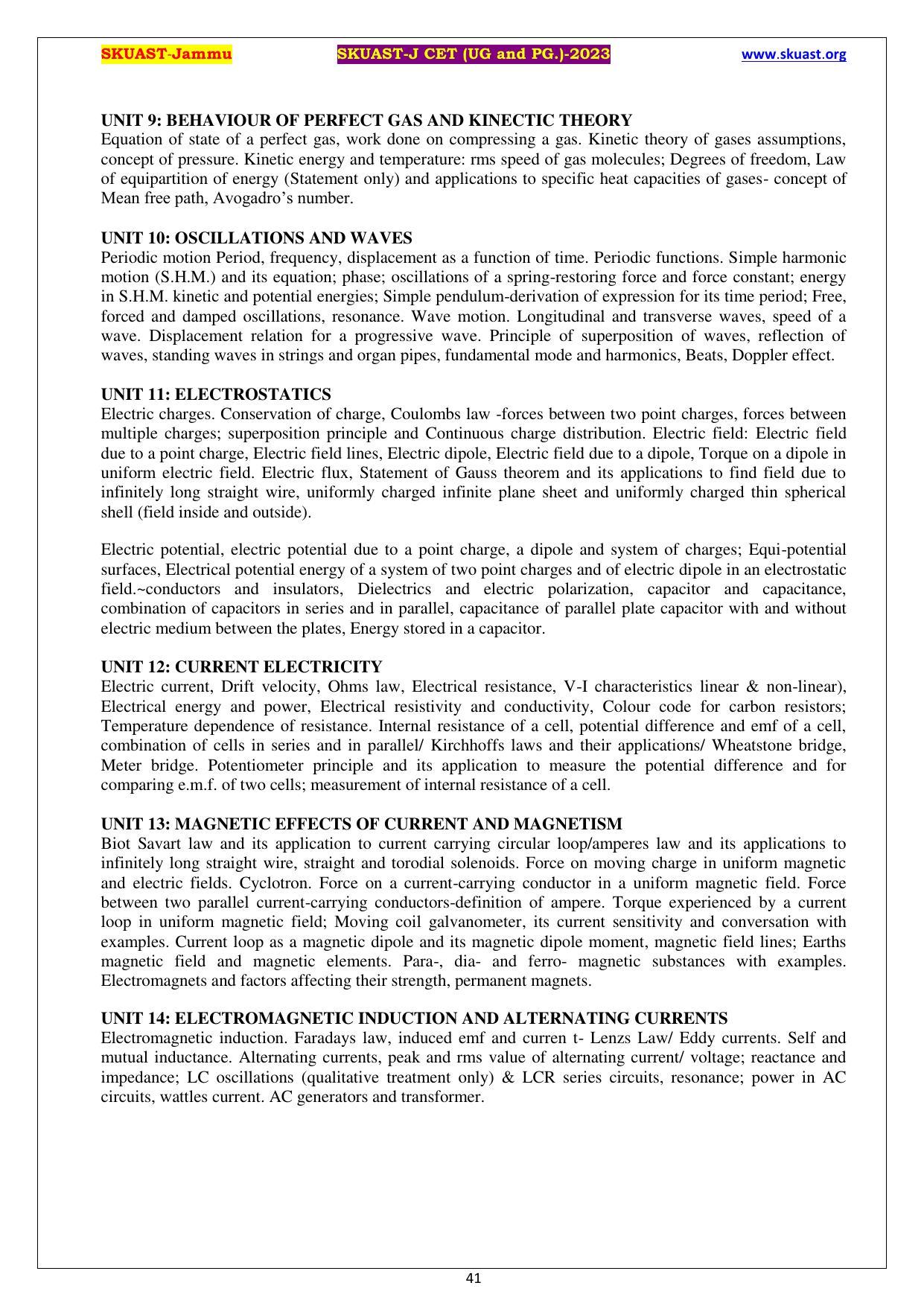 SKUAST Jammu CET Syllabus - Page 41