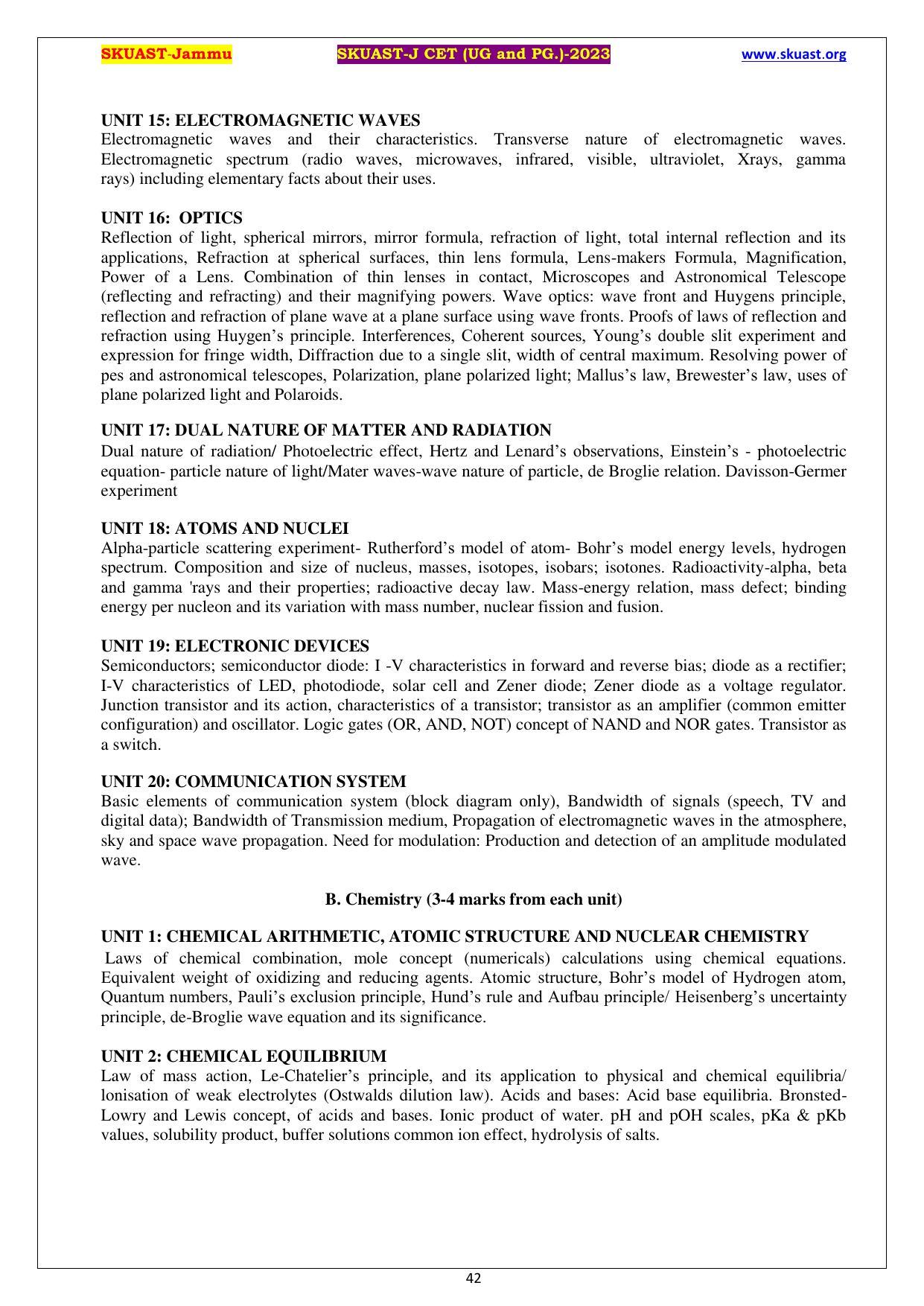 SKUAST Jammu CET Syllabus - Page 42