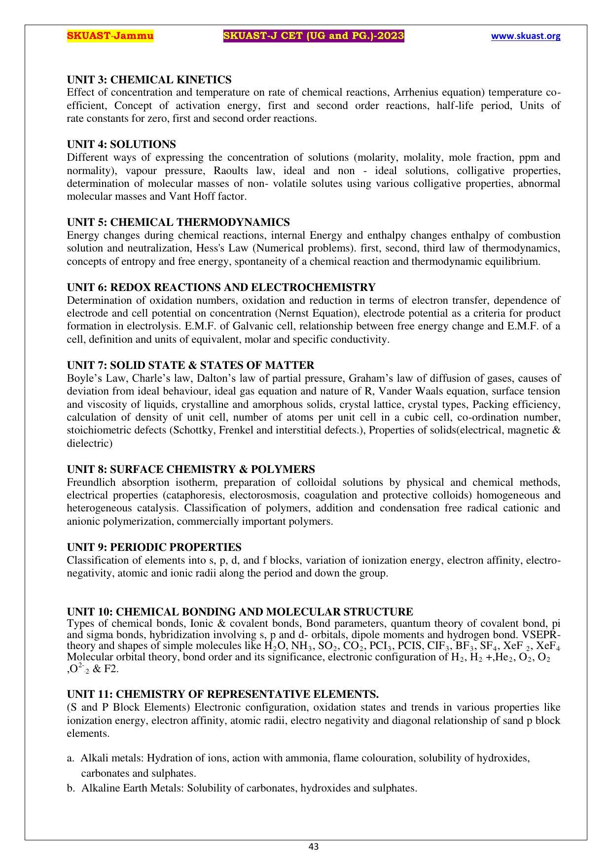 SKUAST Jammu CET Syllabus - Page 43
