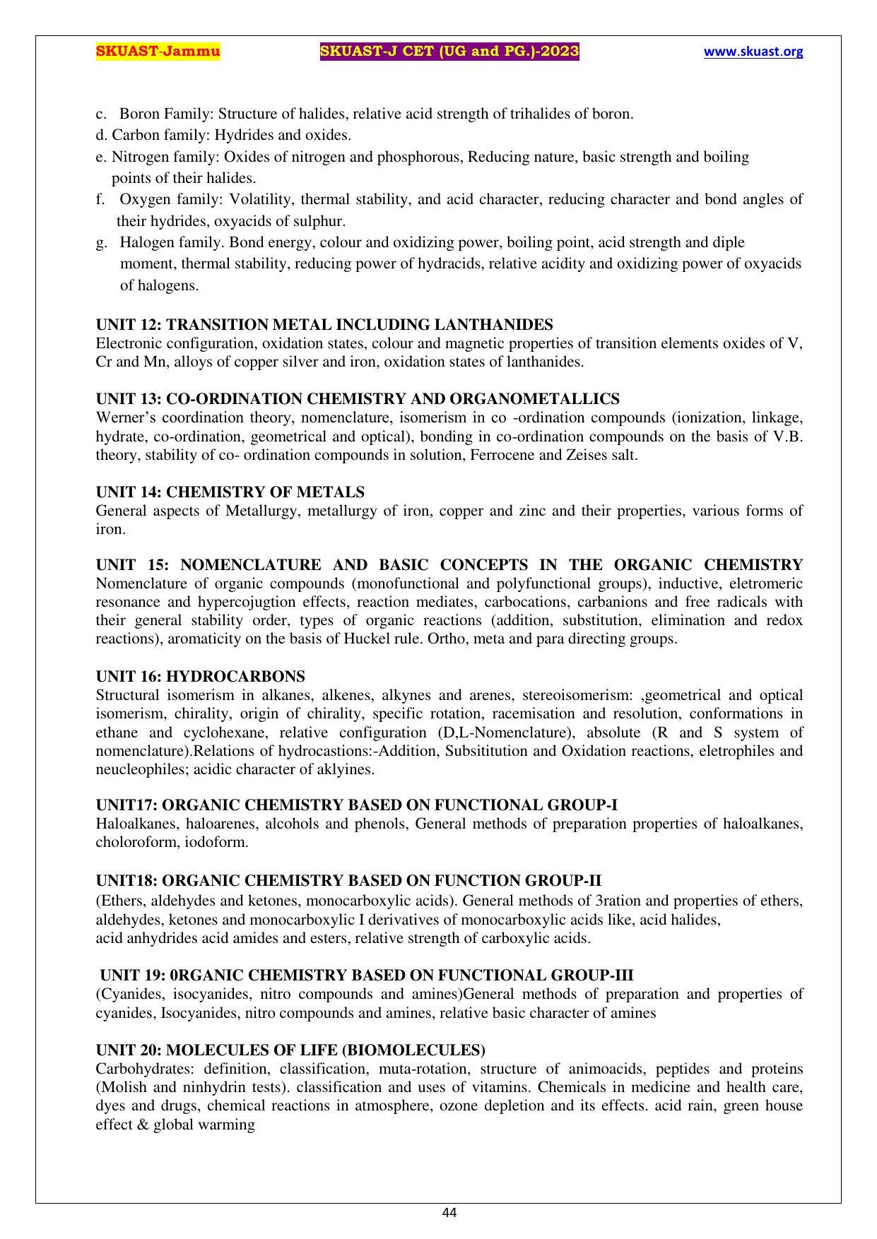 SKUAST Jammu CET Syllabus - Page 44