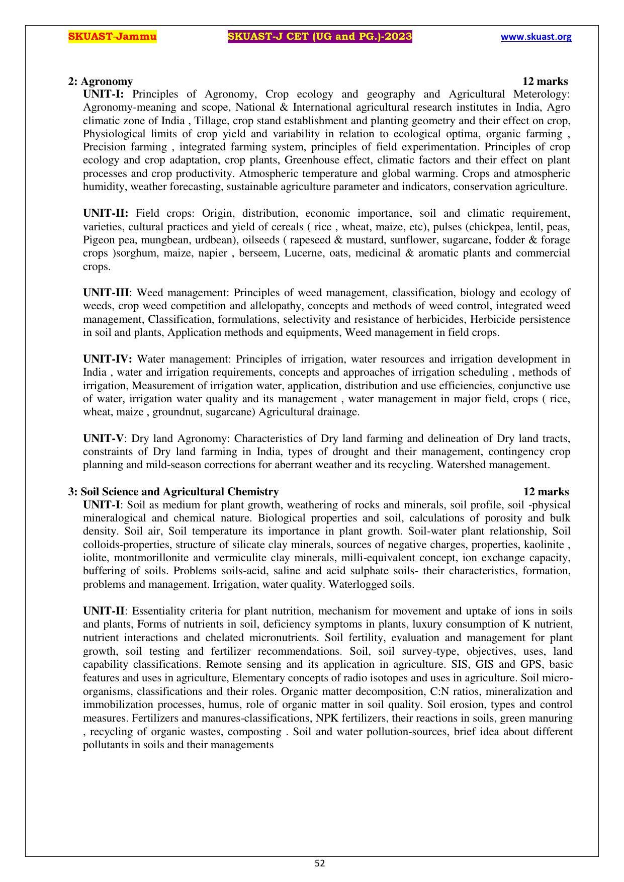 SKUAST Jammu CET Syllabus - Page 52
