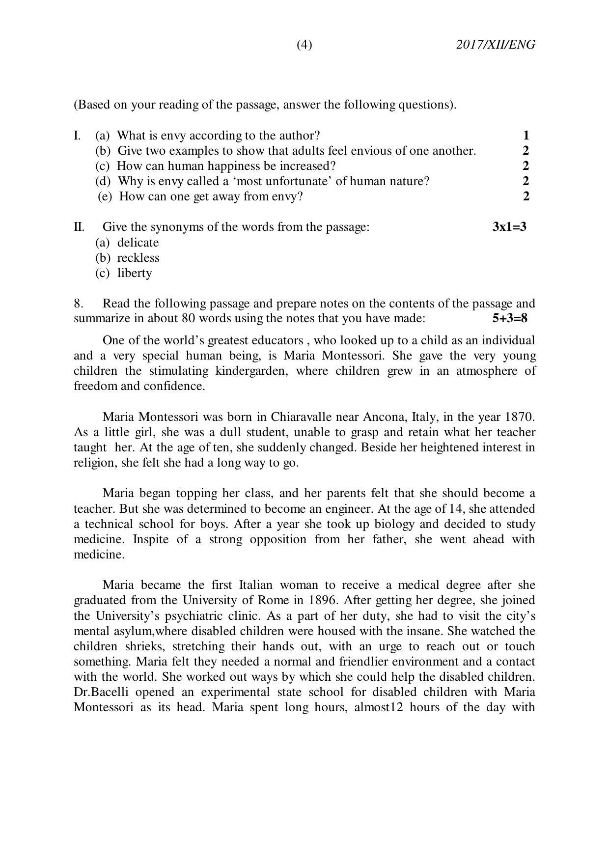 Nagaland Board Class 12 ENGLISH 2017 Question Papers - Page 4