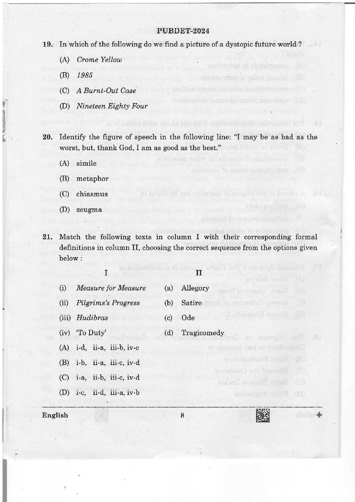 WB PUBDET 2024 English Question Paper - Page 8