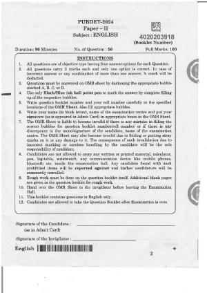 WB PUBDET 2024 English Question Paper
