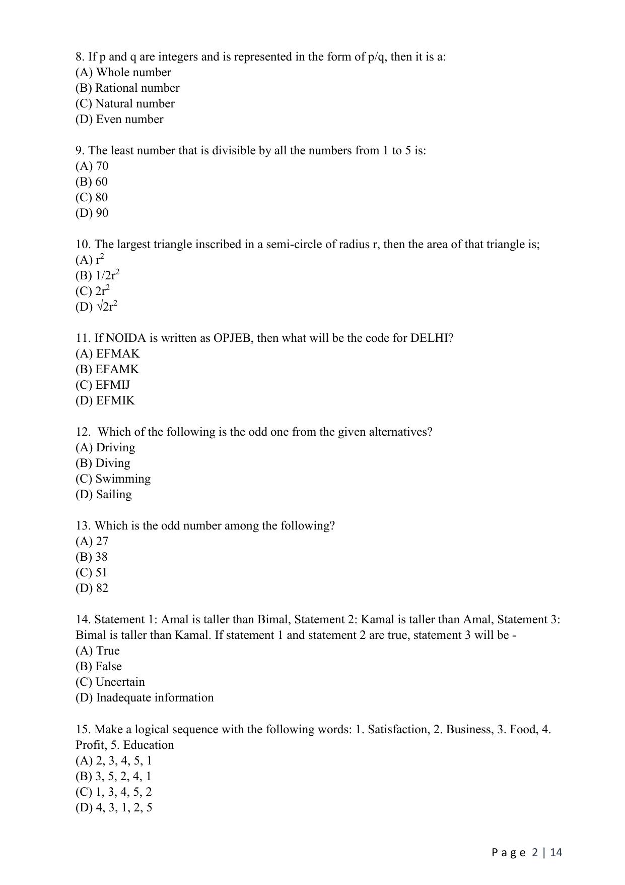 WB JEMAS (PG) MHA 2024 Question Paper - Page 4