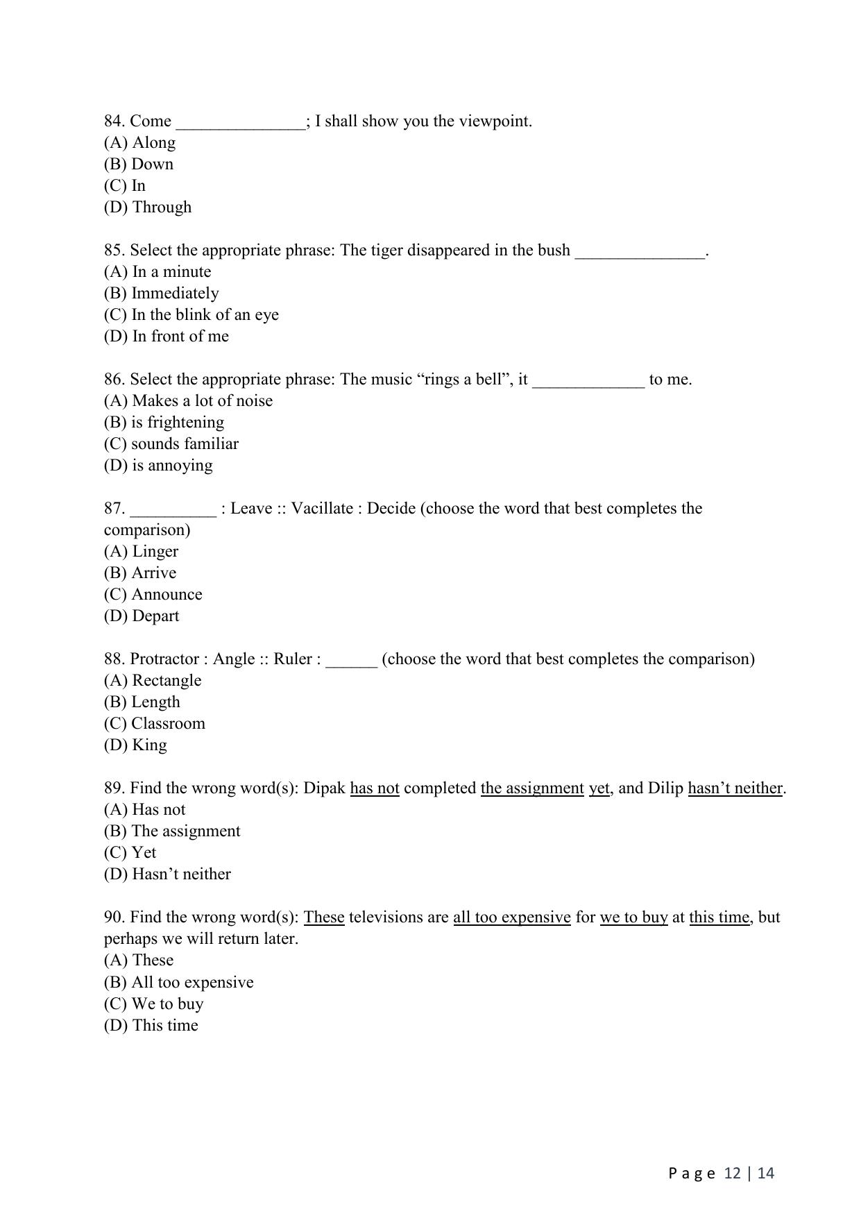 WB JEMAS (PG) MHA 2024 Question Paper - Page 14