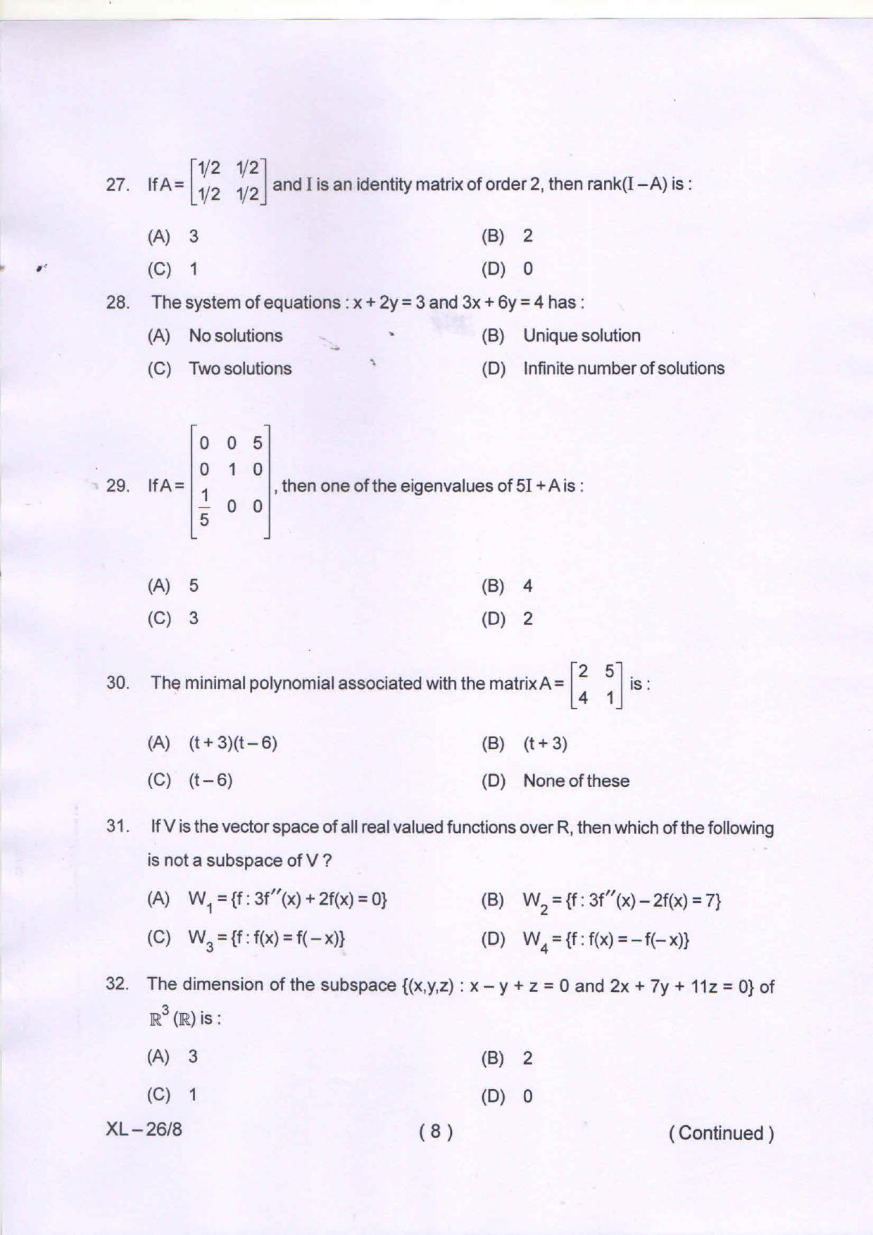 Odisha CPET MATHEMATICS 2020 Question Paper - Page 9