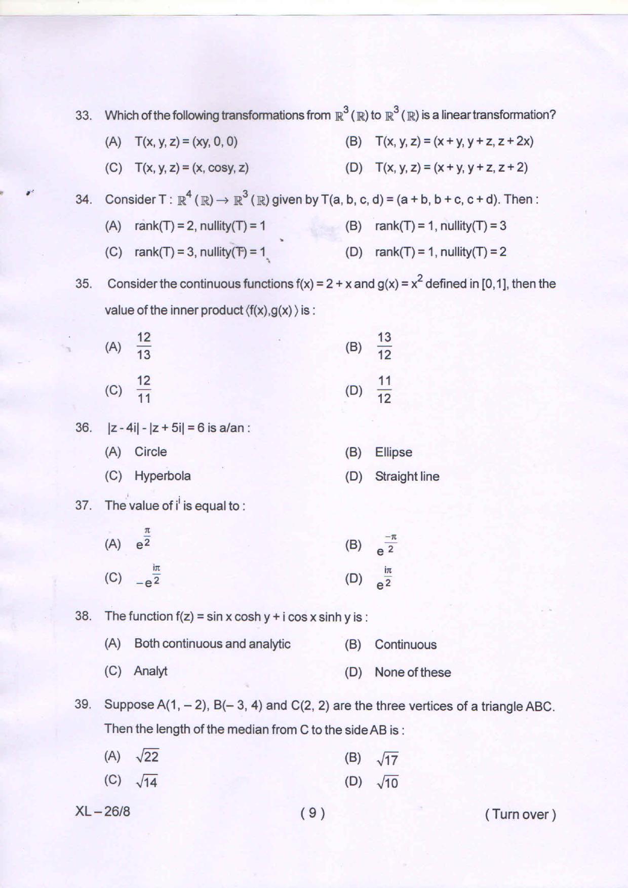 Odisha CPET MATHEMATICS 2020 Question Paper - Page 10