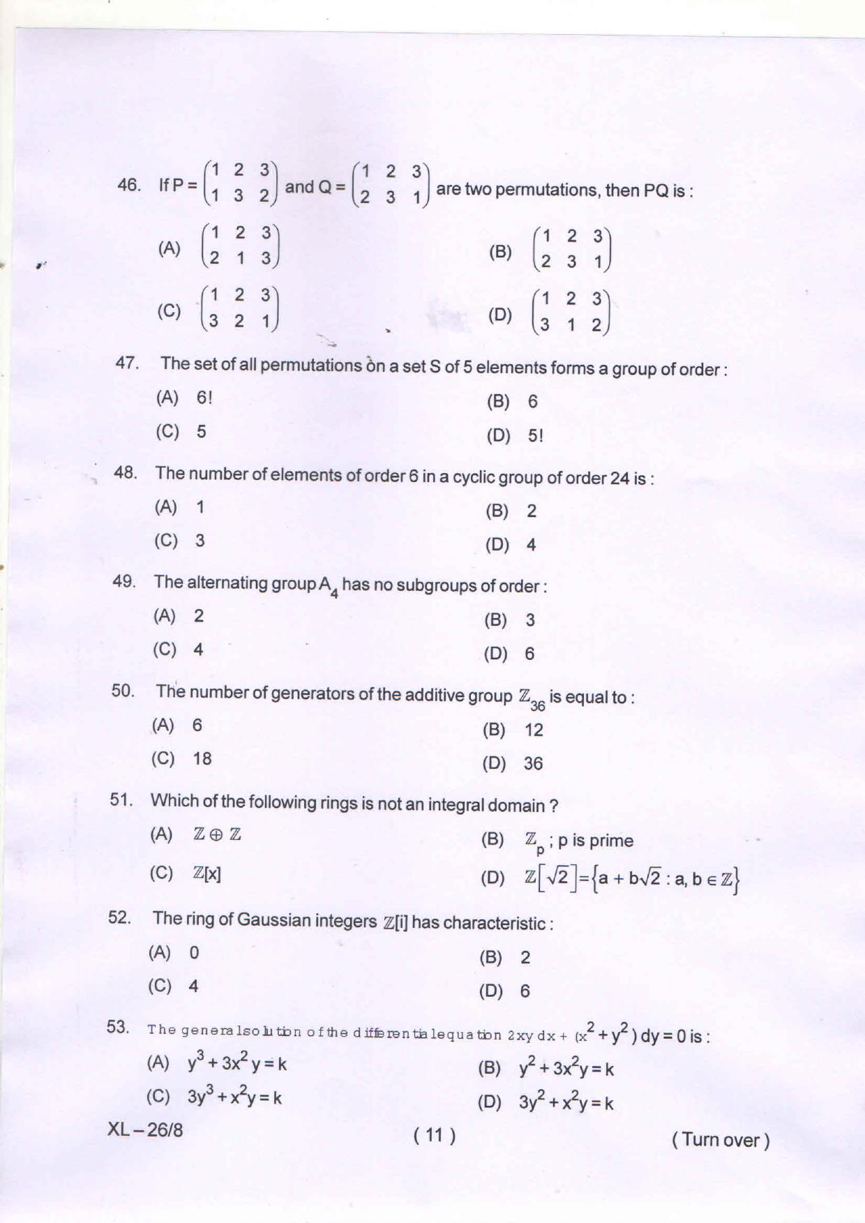 Odisha CPET MATHEMATICS 2020 Question Paper - Page 12