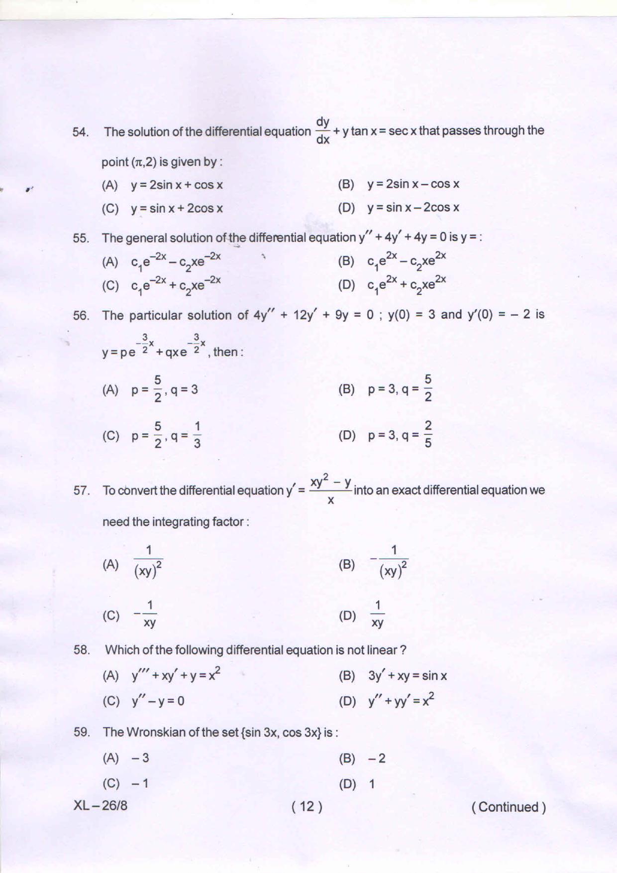 Odisha CPET MATHEMATICS 2020 Question Paper - Page 13