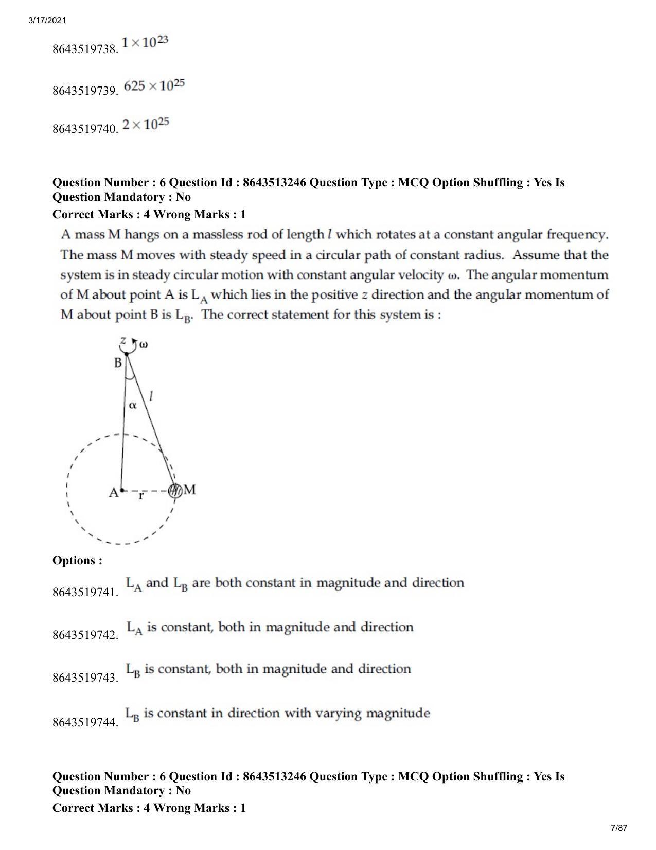 JEE Mains 2021: BTech H (Shift 1) 17-03-2021 Question Paper - Page 7