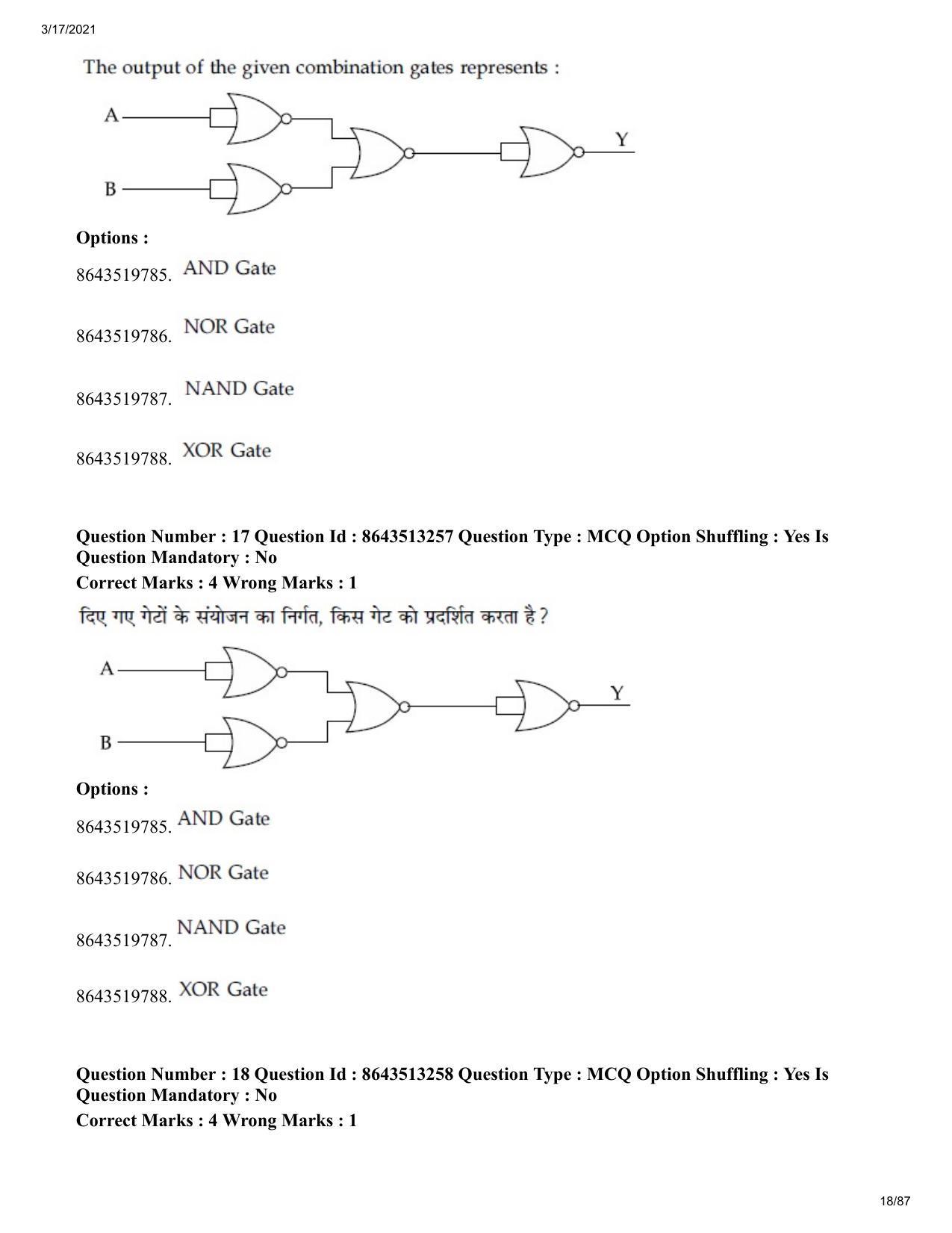 JEE Mains 2021: BTech H (Shift 1) 17-03-2021 Question Paper - Page 18