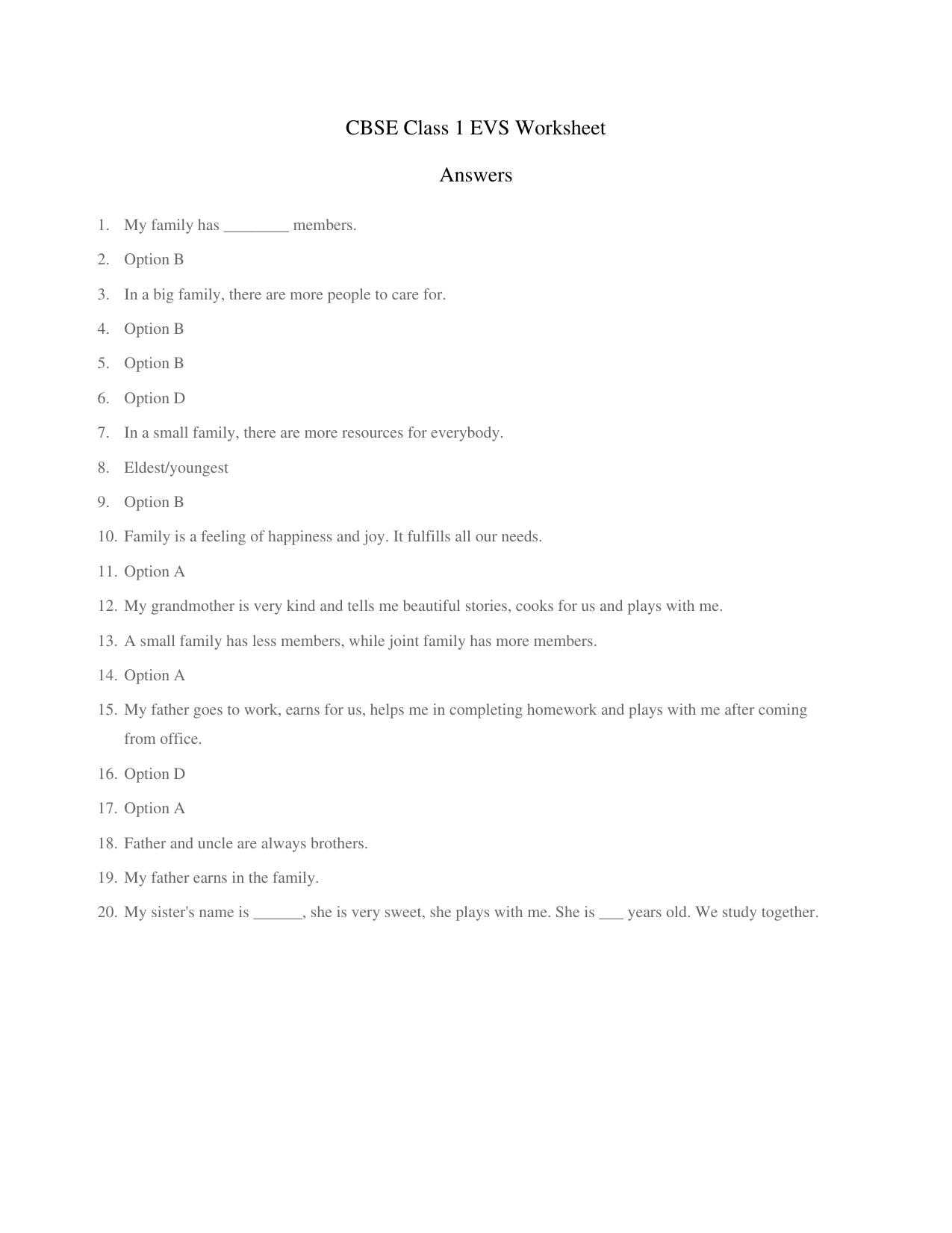 CBSE Class 1 EVS Good Habits Worksheets - Page 3