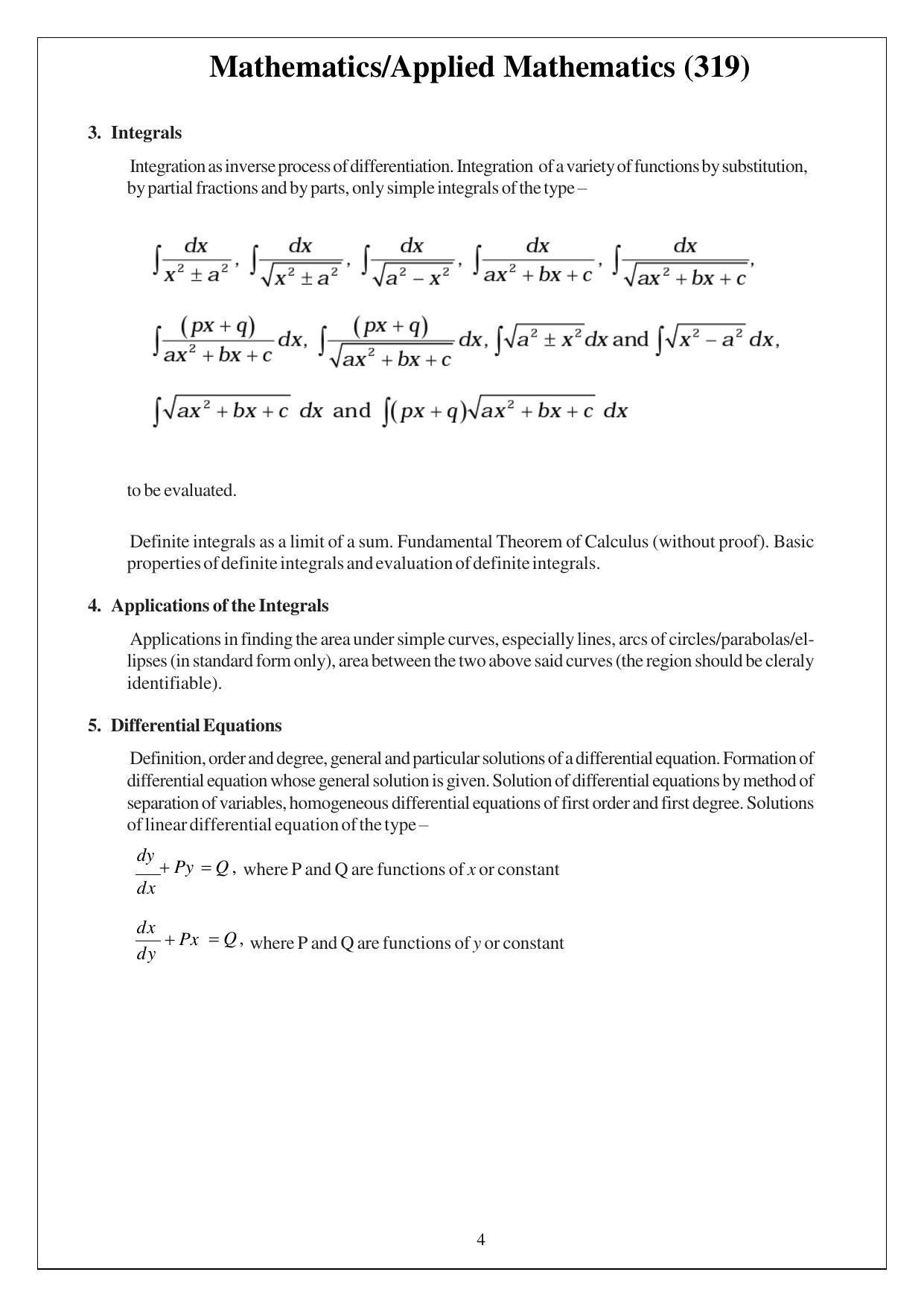 CUET Syllabus for Mathematics (English) - Page 4