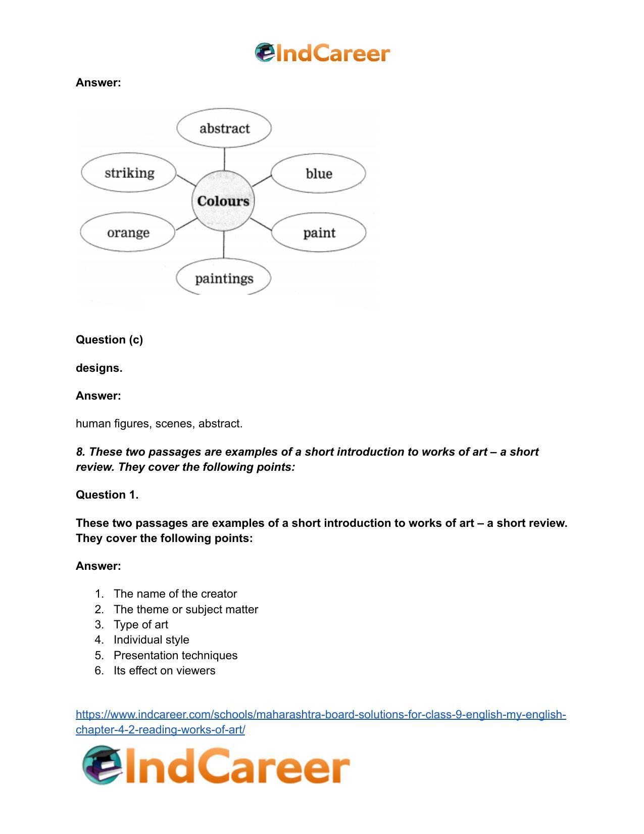 Maharashtra Board Solutions for Class 9- English (My English): Chapter 4.2- Reading Works of Art - Page 7