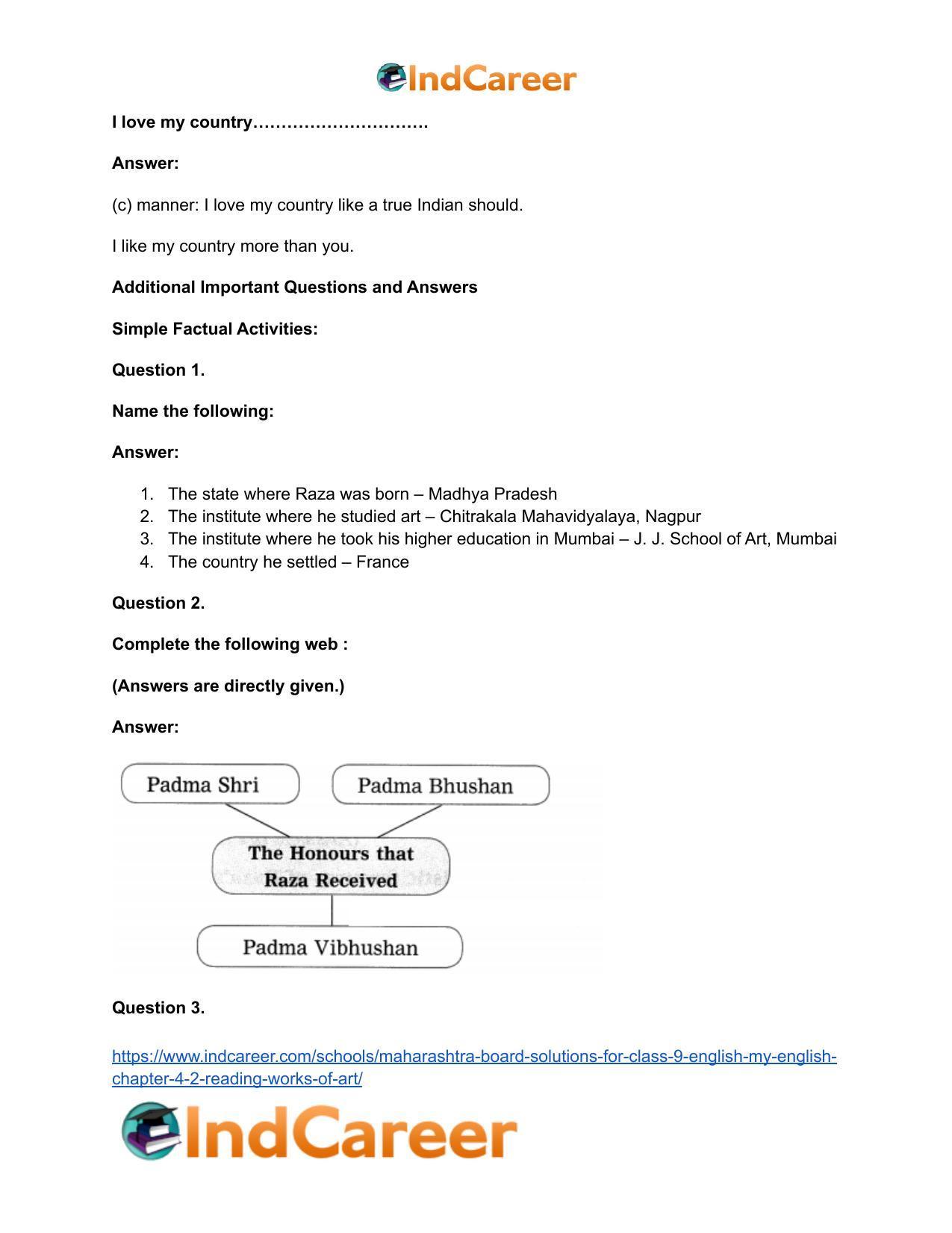 Maharashtra Board Solutions for Class 9- English (My English): Chapter 4.2- Reading Works of Art - Page 10