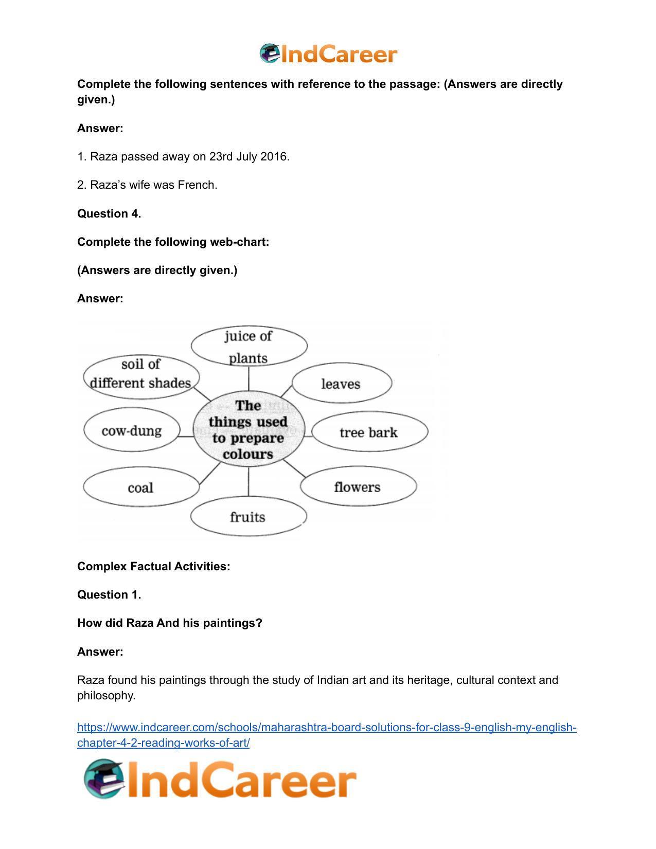 Maharashtra Board Solutions for Class 9- English (My English): Chapter 4.2- Reading Works of Art - Page 11