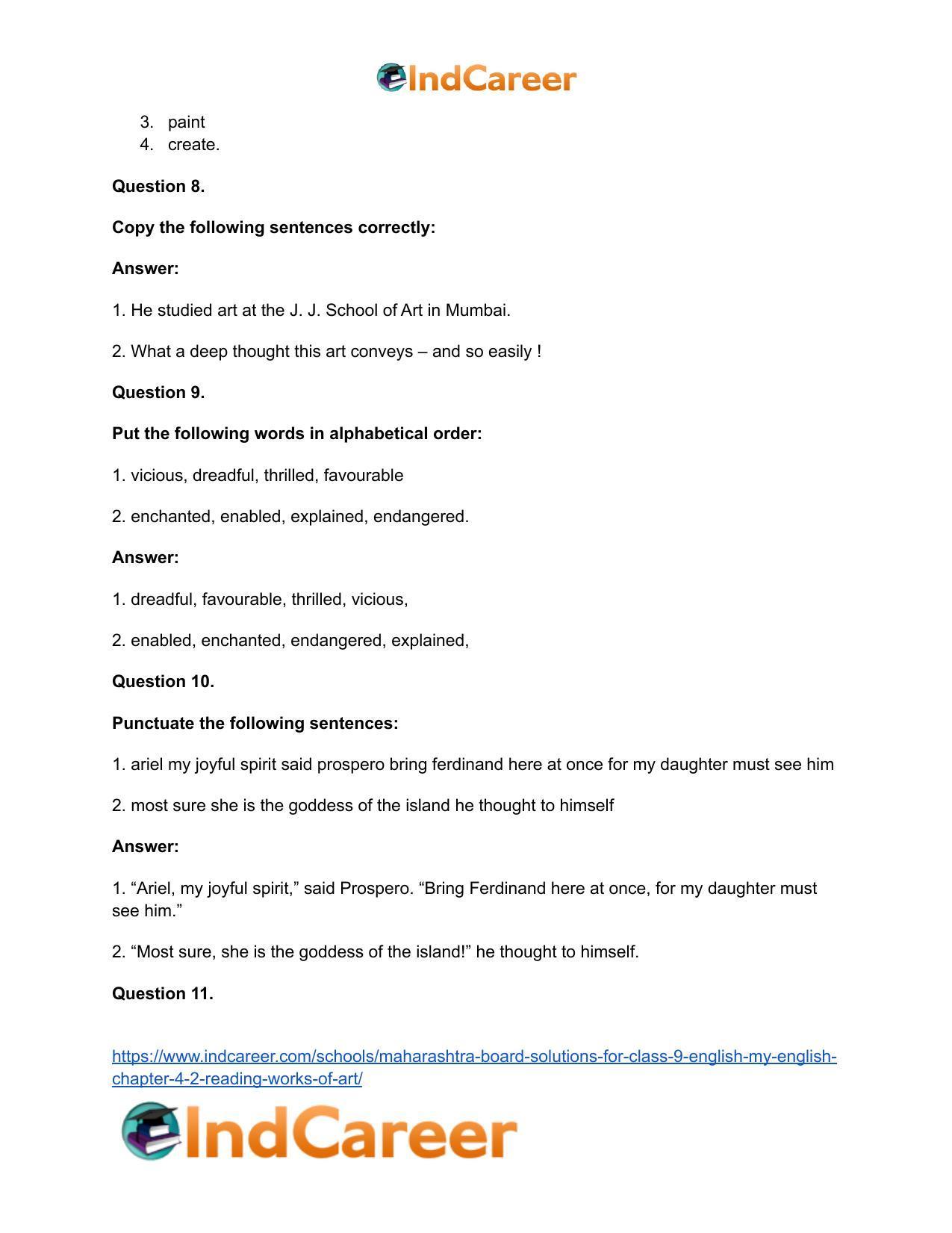 Maharashtra Board Solutions for Class 9- English (My English): Chapter 4.2- Reading Works of Art - Page 16