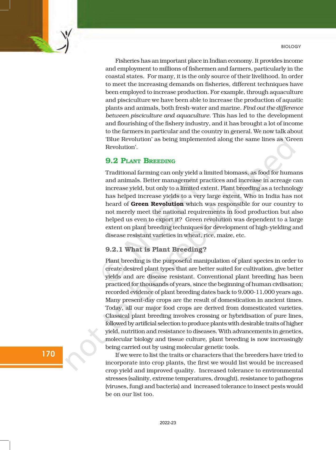 NCERT Book for Class 12 Biology Chapter 9 Strategies for Enhancement in Food Production - Page 6