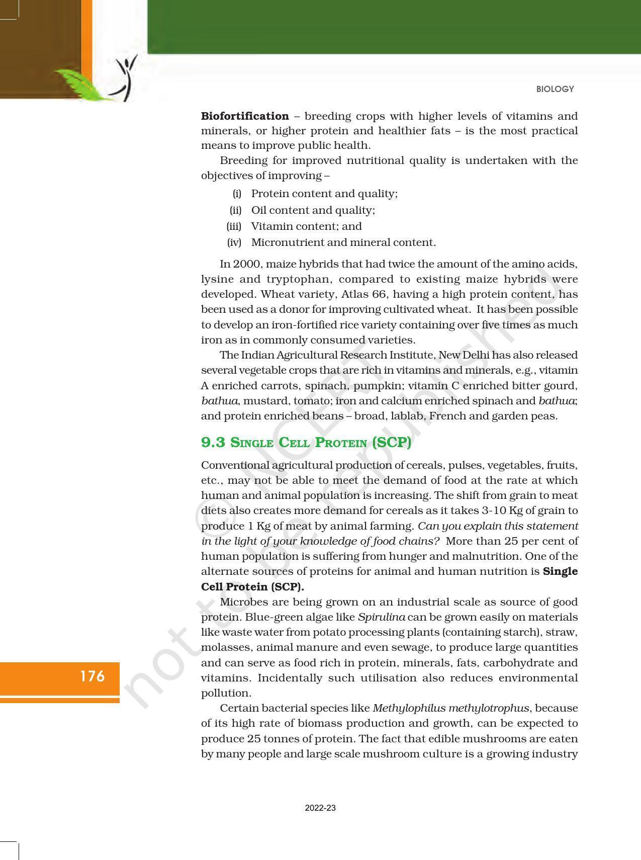 NCERT Book for Class 12 Biology Chapter 9 Strategies for Enhancement in Food Production - Page 12